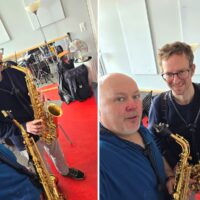 Saxophonlehrer Ruslan Aleksieiev beim Unterricht mit einem Schüler in Hannover